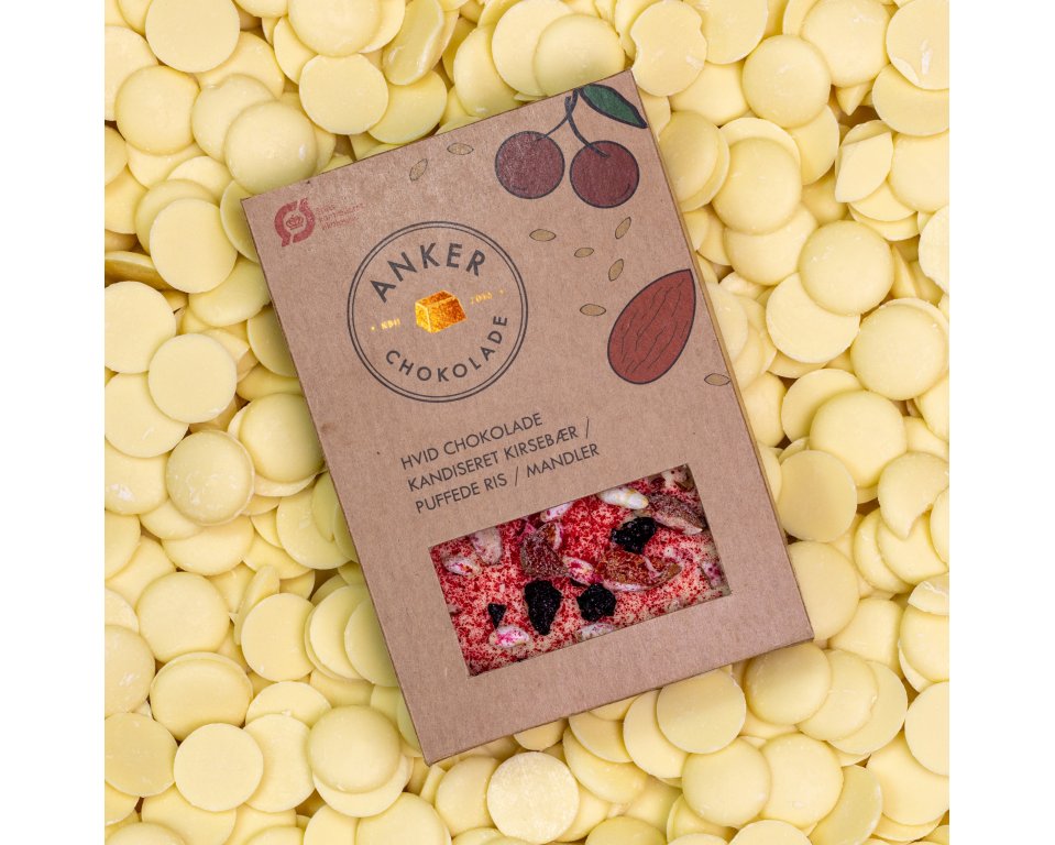 Ankers Plade - Hvidchokolade-Kirseb�r-Puffede ris-Mandler