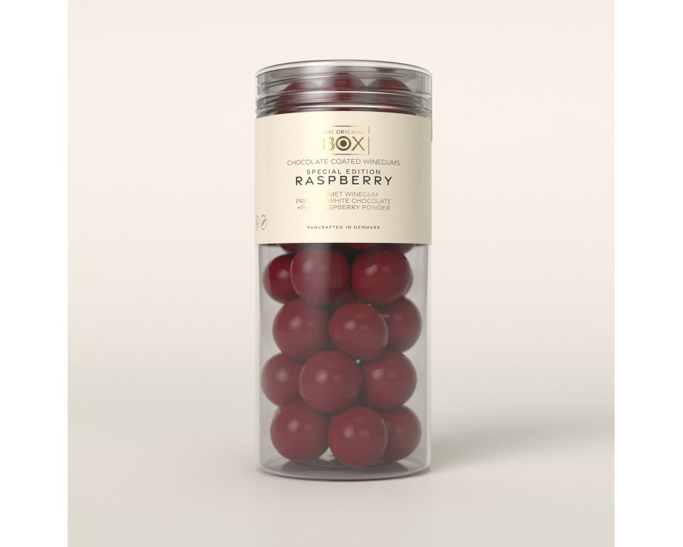 Box The Original - Vingummi m. hvid chokolade og hindb�rovertr�k