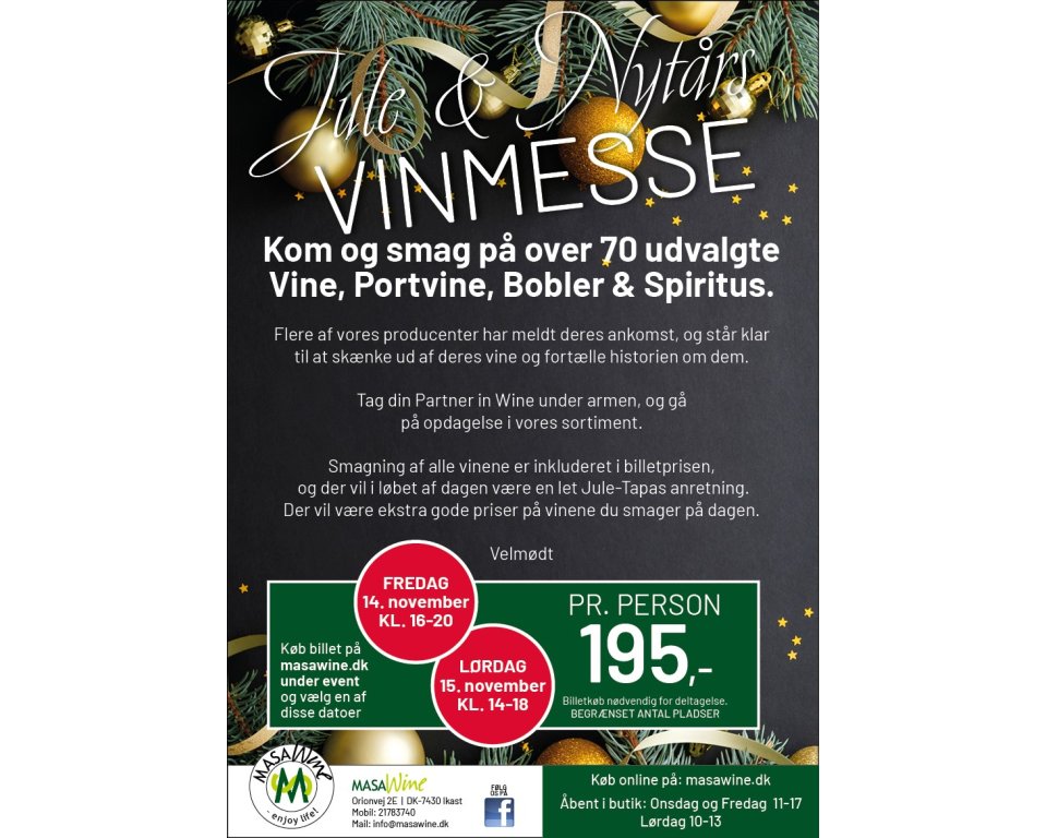 Jule &amp; Nytrs Vinmesse lrdag d. 15 november kl. 14:00 -18:00