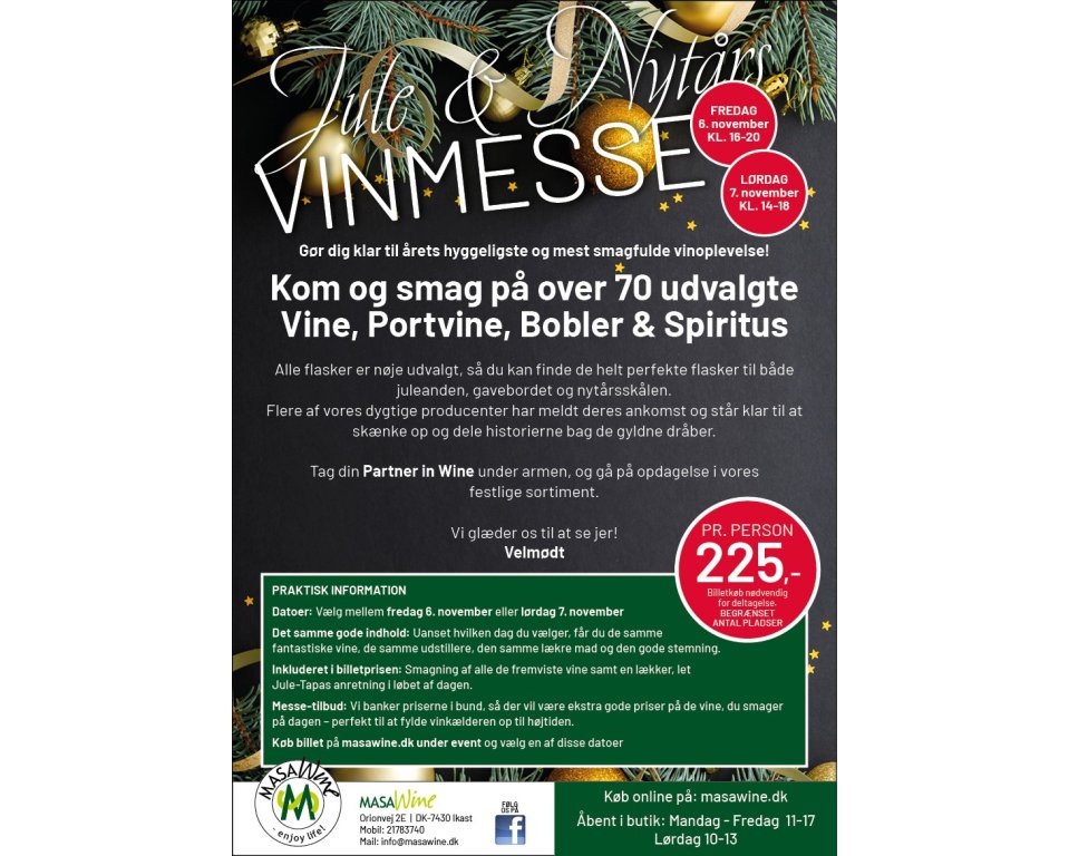 Jule &amp; Nyt�rs Vinmesse Fredag d. 6 november kl. 16:00-20:00