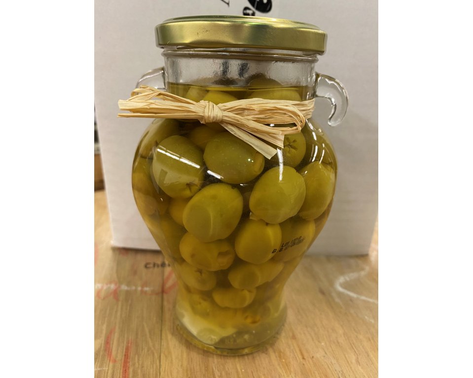 Grnne Manzanilla Oliven m/sten.