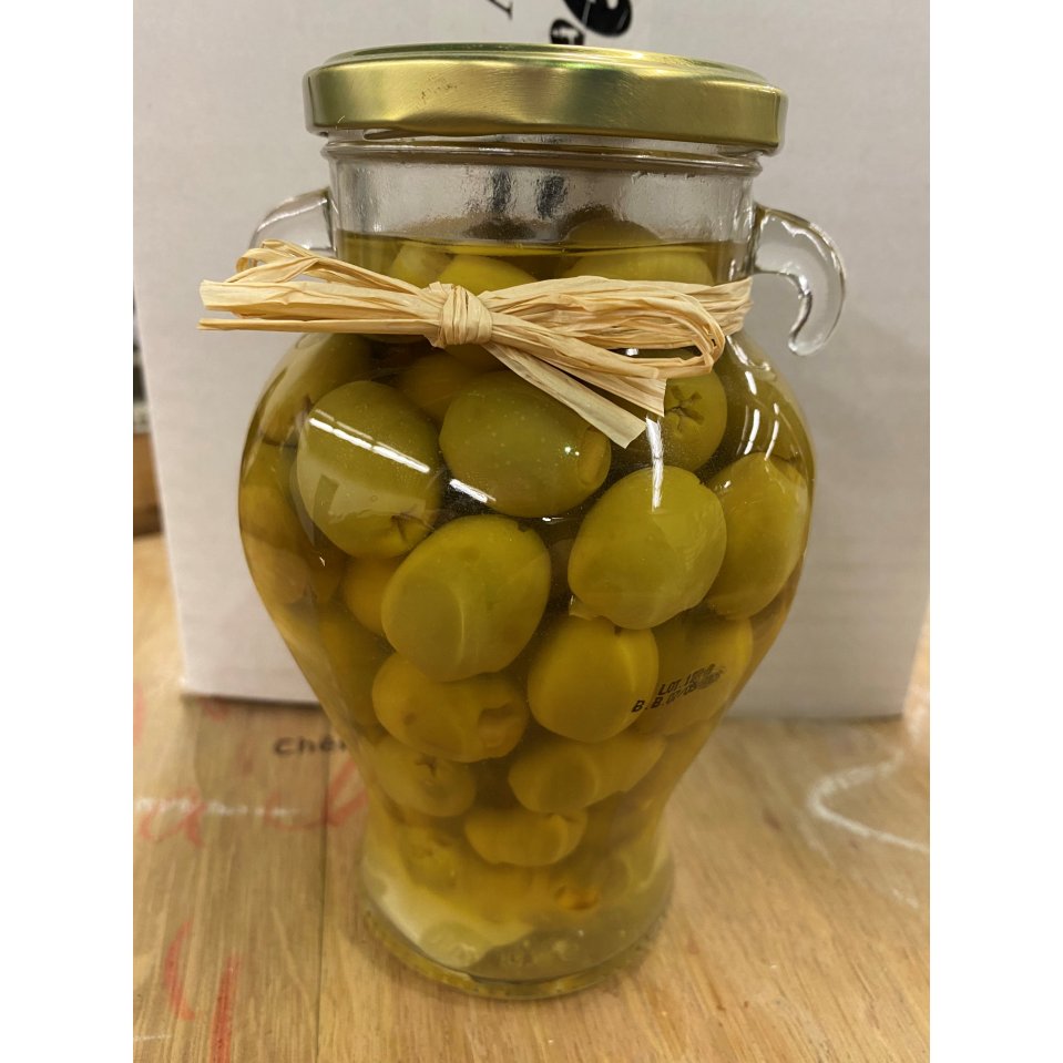 Grnne Manzanilla Oliven m/sten.